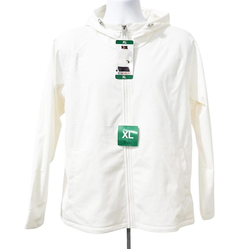 32 Degrees Heat Softshell Jacket Womens Size XL Cream/Off White Zip Hooded